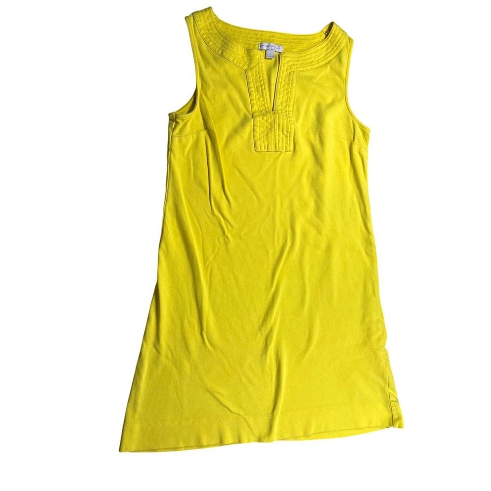 New York & Company Yellow Sleeveless‎ Sheath Dress Womens Small Pintuck Neck